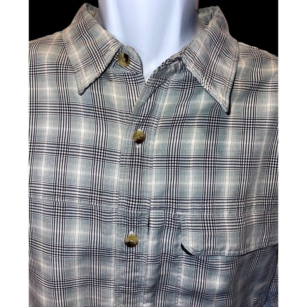 The North Face Men's Hiking Short Slv Button Down Green Black Plaid Shirt SZ XL